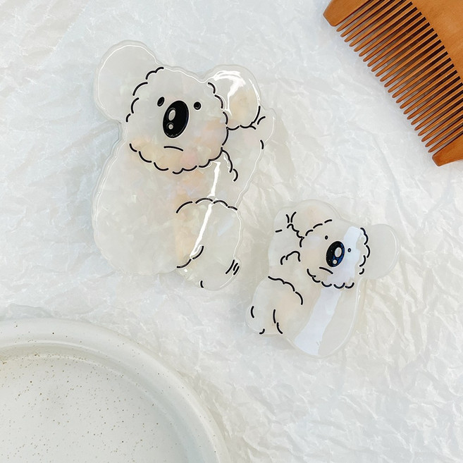 프랑스핀 오로라 자개 코알라 집게핀 캐릭터 반머리 헤어핀