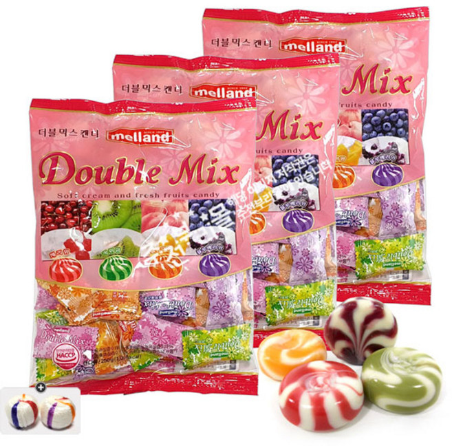 국제제과 멜랜드 더블믹스사탕(250g) x 3봉+자색옥춘사탕 20g 세트, 250g, 3개