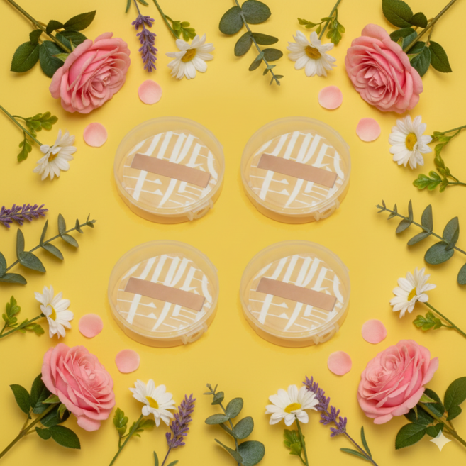 쫀쫀 대왕 XL 쿠션 퍼프 4개 케이스 세트, 엘로우 4개, 1