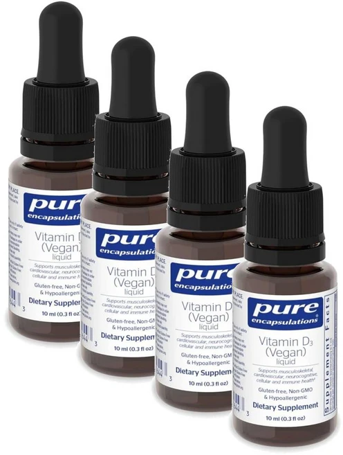 퓨어인캡슐레이션 비타민 D3 (비건 채식) 리퀴드 액상 Pure Encapsulations Vitamin D3 (Vegan) Liquid, 4개, 10ml - 쿠팡
