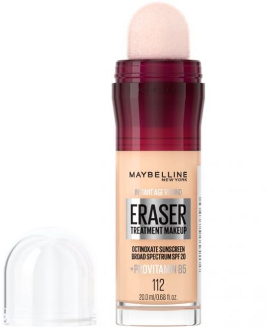 메이블린 인스턴트 에이지 리와인드 이레이저 트리트먼트 파운데이션 메이크업 SPF 20 112 0.68 fl oz 144897, 150