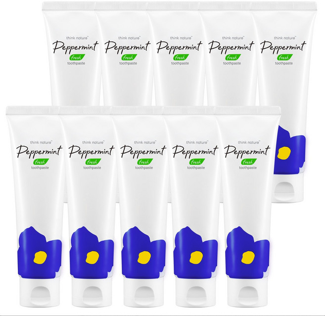 씽크네이처 무불소 천연 치약 프레쉬 페퍼민트 임산부 구취제거 잇몸케어 자연유래 안심 치약, 120g, 10개