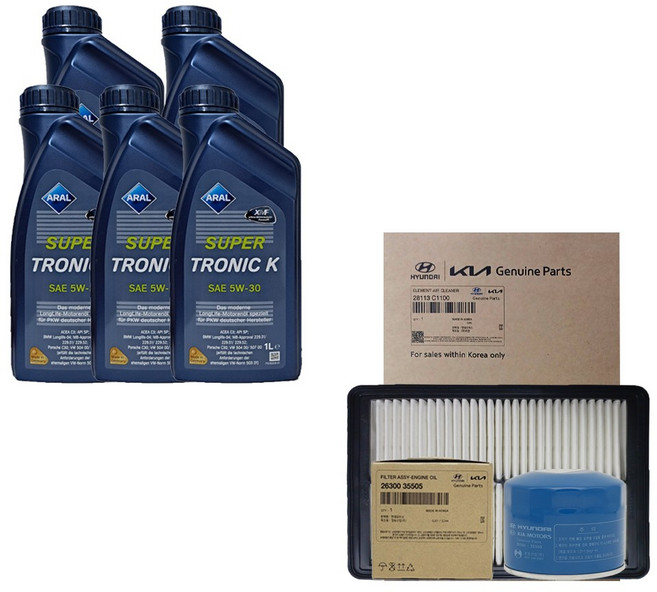 올뉴K7(YG) 2.4 가솔린 아랄 수퍼트로닉 K 5W30(5L)/SP 엔진오일세트 35505-C1100, 1개