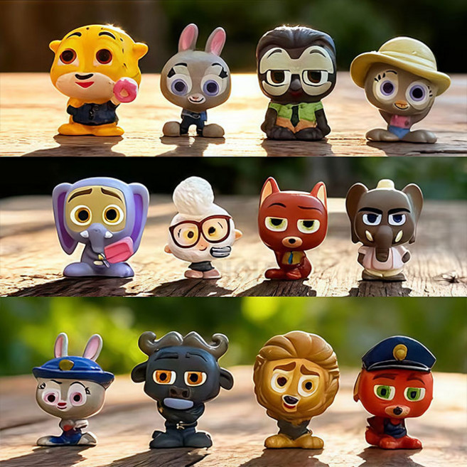 주토피아 미니 피규어 12종 세트 생일 케이크 장식 주디 홉스 닉 와일드 벨웨더 보고서장 라이온하트, 1개