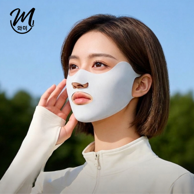 와미 자외선 차단 골프 풀나비마스크, 1개, 그레이