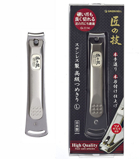 일본 그린벨 장인의 기술 두꺼운 손톱 발톱 깍이 깍기 관리, 1개, G-1114 (L사이즈)