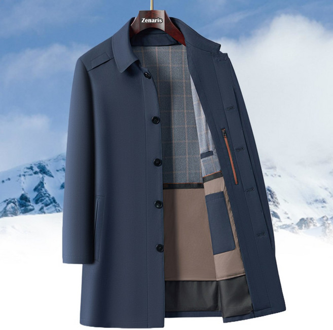 Zenaris 중년 남자 겨울패딩 카라넥 탈부착형 아우터 하프패딩 트렌치 반코트 삼계절