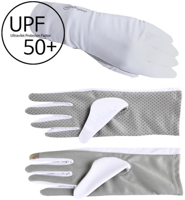 [엠보세일]-자외선차단용 스판회색장갑 손등흰색 쿨원단 바닥민자/바닥엠보 2가지 스타일, 손등흰색/바닥회색