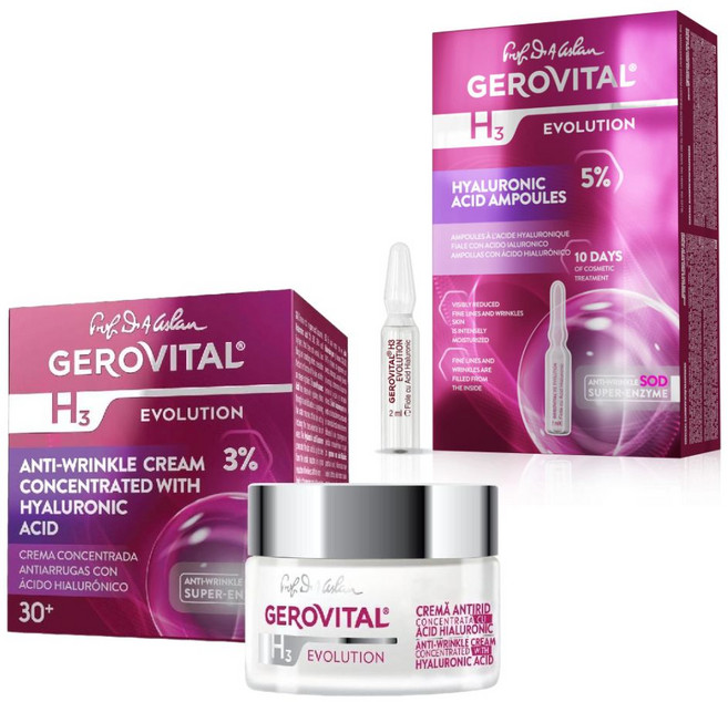 GEROVITAL H3 제로비탈 루마니아 안티 에이징 수분 데이크림 50ml 엠플 10개 세트
