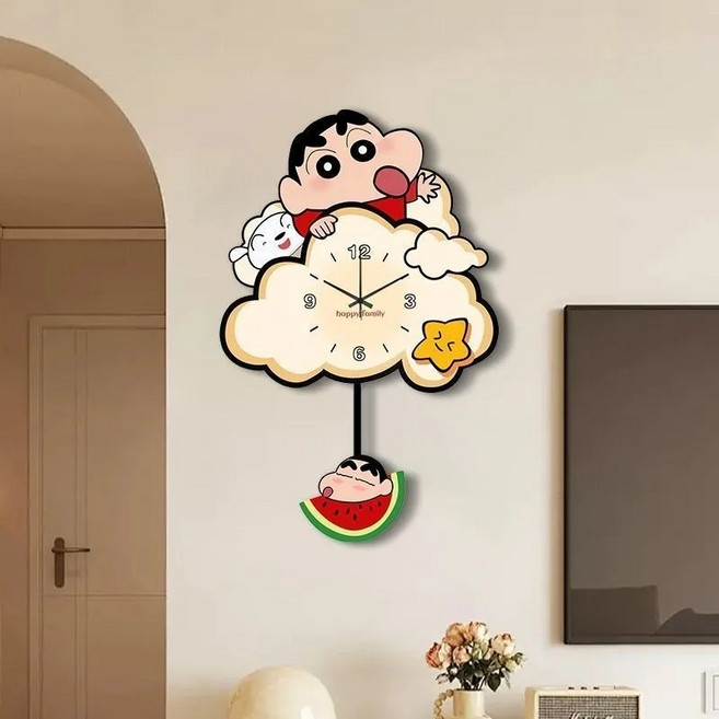 [미미하우스]짱구는 못말려 캐릭터 벽시계 회전시계 홈데코, 30X46CM, Type-A