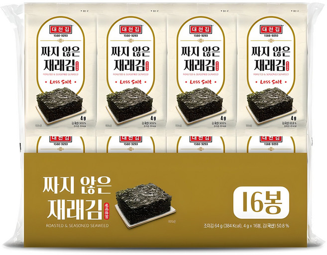 대천김 짜지 않은 재래김 C1128-K, 4g, 16개