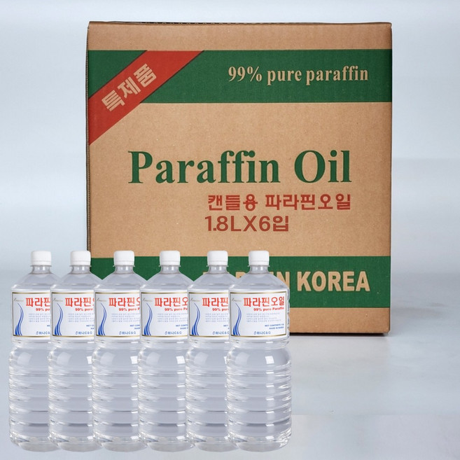 하나씨앤지 파라핀오일 캔들 액체파라핀 오일램프 대용량, 6개, 1.8L, 투명