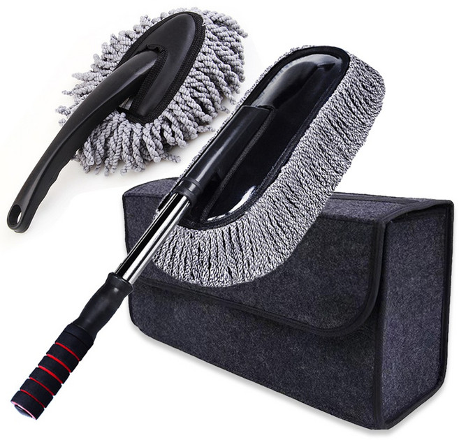 아우토마켓 차량용 극세사 먼지털이 세트 [대형+소형+트렁크보관함], 1개