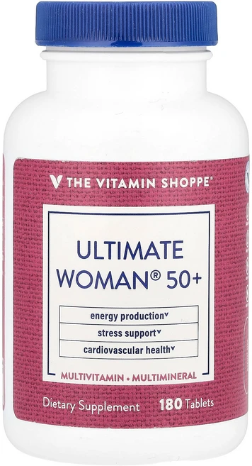 The Vitamin Shoppe Ultimate Woman® 50+ 종합비타민 및 종합 미네랄 180정 Shoppe (더 비타민 샵), The Vitamin Shoppe, Ultimate W, 1개 - 쿠팡