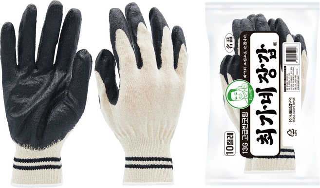 최가네장갑 고급 흑반코팅 13G 100켤레 코팅장갑 줄무늬 흑선 두줄 작업 장갑 검정색 반코팅 흑색 반코팅 흑코팅, 100세트