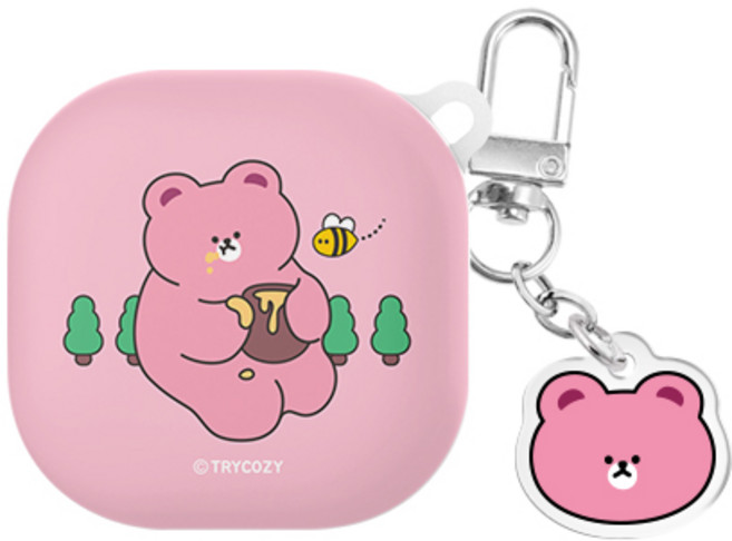 베어허니 버즈라이브(공용) 하드 케이스 +아크릴 키링 세트, 핑크, 버즈라이브/버즈프로/버즈2/버즈2프로(공용), 1개