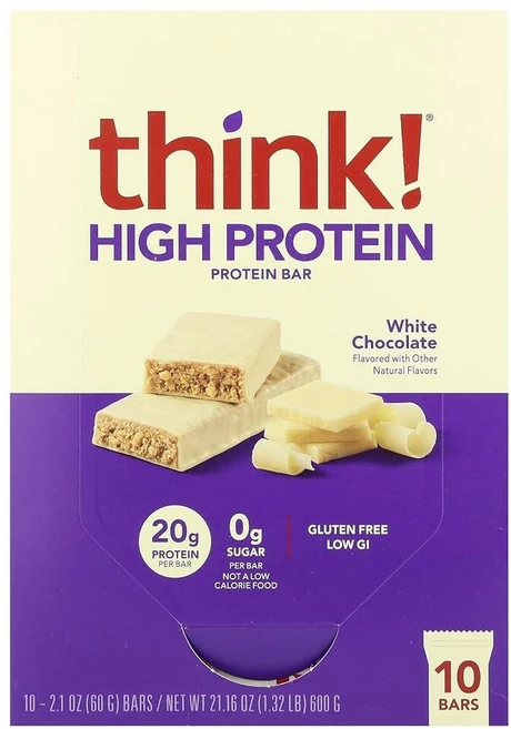Think 고단백 바 화이트 초콜릿 바 10개 각 60g(2.1온스), 60g - 쿠팡