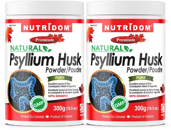 캐나다 뉴트리돔 NUTRIDOM Psyllium Husk Powder 실리엄허스크 차전자피 파우더, 300g, 2개