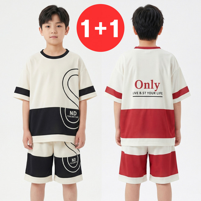 지디오 주니어 남아 상하의 세트 2개 반팔 반바지 투피스 초등학생 여름 트레이닝복