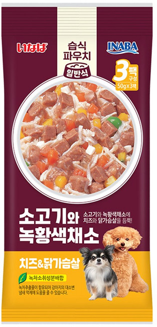 이나바 강아지 소고기와 녹황색채소 파우치 일반식 QDR-114, 혼합맛(치즈/닭가슴살), 150g, 1개