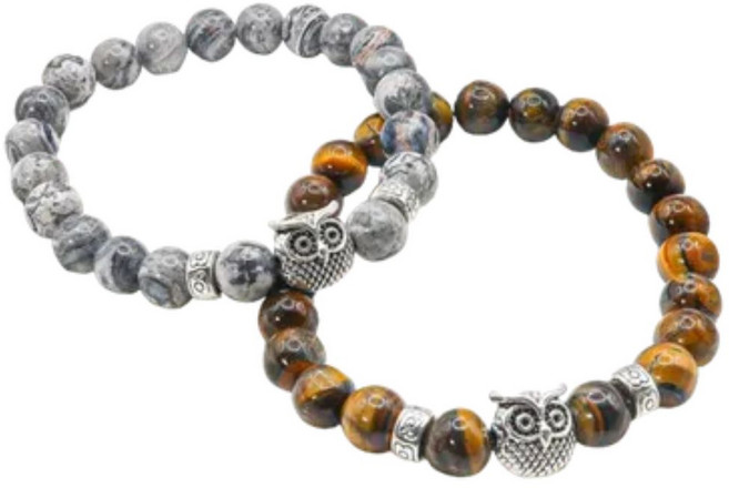 1+1 행운과 재물운을 부르는 고급천연원석 부엉이팔찌 실버999