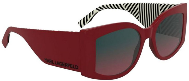 칼 라거펠트 스트라이프 패턴 기하학 프레임 선글라스