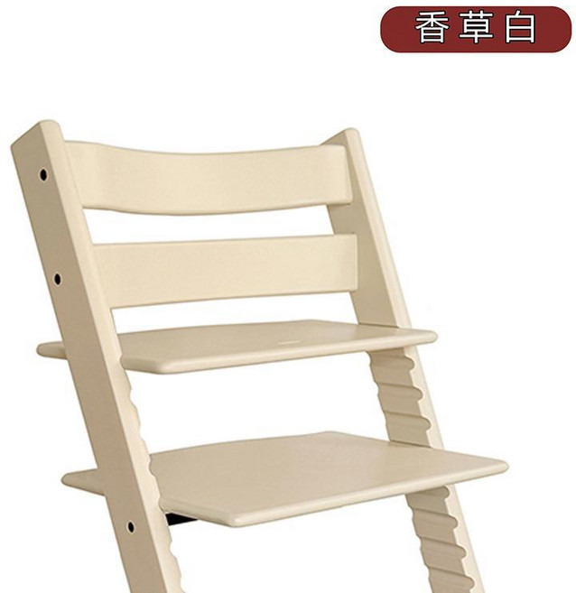 兒童成長學習椅 寶寶餐椅 實木多功能調節, 普通香草白, 1個
