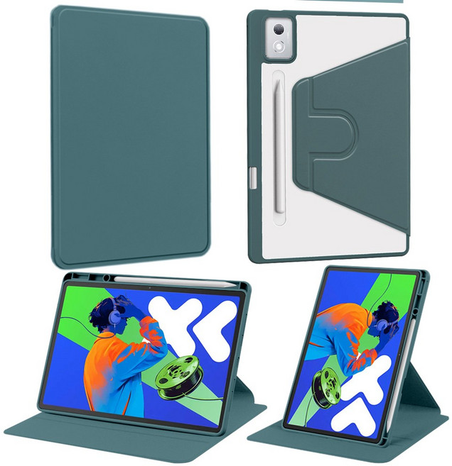 레노버 아이디어탭 샤오신패드 프로 12.7 2세대 2025 북커버 회전 케이스, 카키, 1개