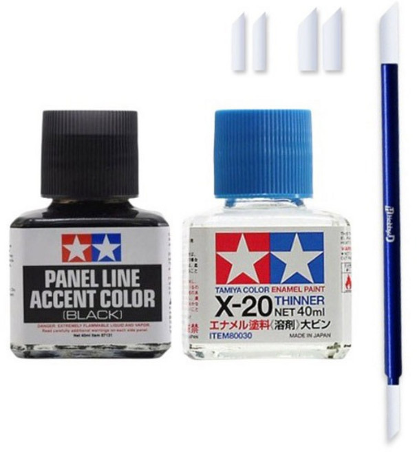 타미야 에나멜 신너 패널라인 엑센트 블랙 먹선정리 세트 (피니시마스터블루 80030 87131)