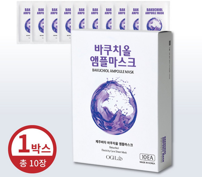 오지랩 제주비타 바쿠치올 앰플 마스크팩, 1개, 10개입