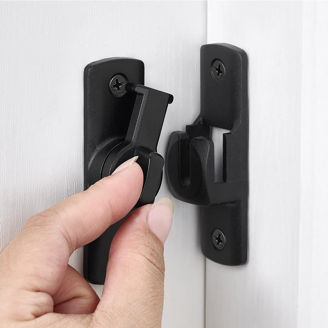 예삐스토어 빗장 문잠금 걸쇠 잠금장치 도어락 보조 현관 방문 문안전 철물, 블랙, 1개
