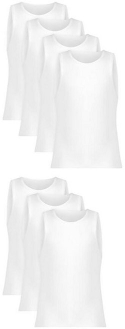 Hanes 유니 베이비 화이트 탱크탑 팩 7팩 부드러운 면 아동복 남아용 언더셔츠 탱크탑 수분 흡수