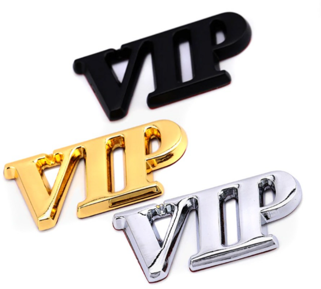자동차 3D VIP 엠블럼 스티커 세단 튜닝 로고 데칼 골드 실버 호환, 3DVIP엠블럼(크롬)