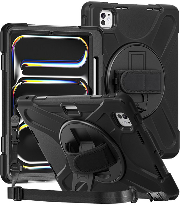 아이패드 프로 7세대 11인치 M4 라운드 아머 케이스, 블랙, 1개