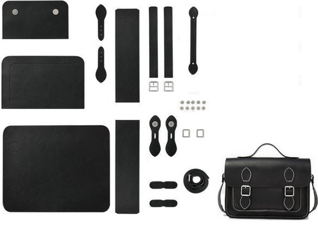 올유니드 DIY가방 사첼백 숄더백 가죽가방만들기 가죽공예키트 핸드메이드, 블랙, 1개