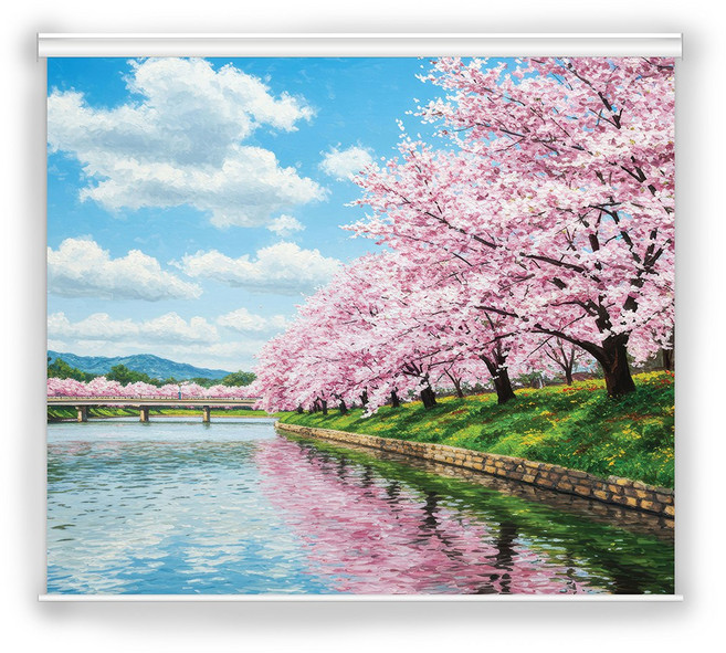 [아르테홈] 실사 암막롤스크린 (꽃3 벚꽃풍경)