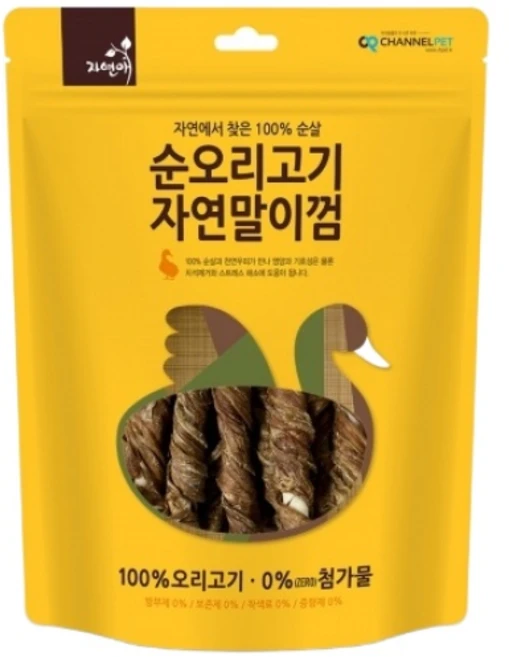자연애채널펫 강아지 자연말이껌 건조간식, 오리고기맛, 200g, 1개 - 쿠팡