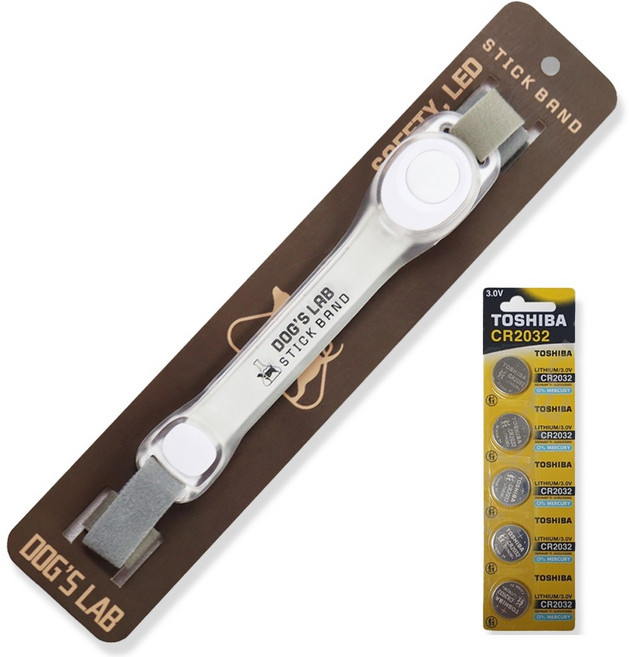 독스랩 강아지 LED 야광 스틱 밴드, LED 스틱밴드 건전지 세트, 1개