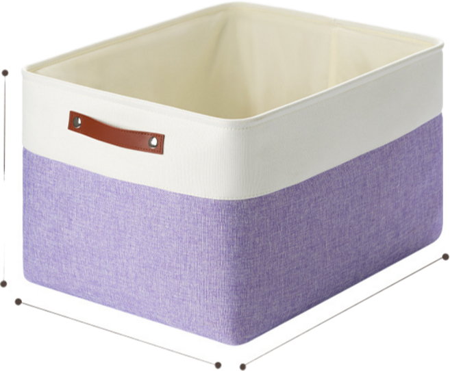 해피유통 화이트 퍼플 배색 수납함 대형 두꺼운 접이식 옷장 정리함 의류 수납, 50*40*30 센티미터