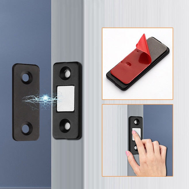 2p/4p/6p구성 자석 빠찌링 가구 자석 도어캐치 문열림 방지 원터치 스텐 똑딱이 붙박이장 장롱, 2개, 블랙90도