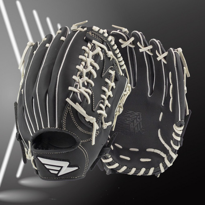 러펠스 큐브 블랙 시리즈 야구 글러브 외야수용 티벨트웹 화이트라인, 우투 (왼손 착용), 1개, 블랙/화이트