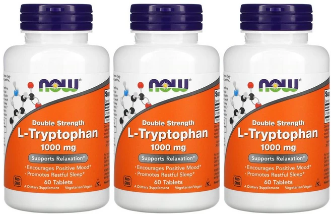 [2+1] NOW Foods 나우푸드 L-트립토판 1000mg 60정 엘트립토판 Tryptophan 세로토닌 serotonin 3개 - 쿠팡