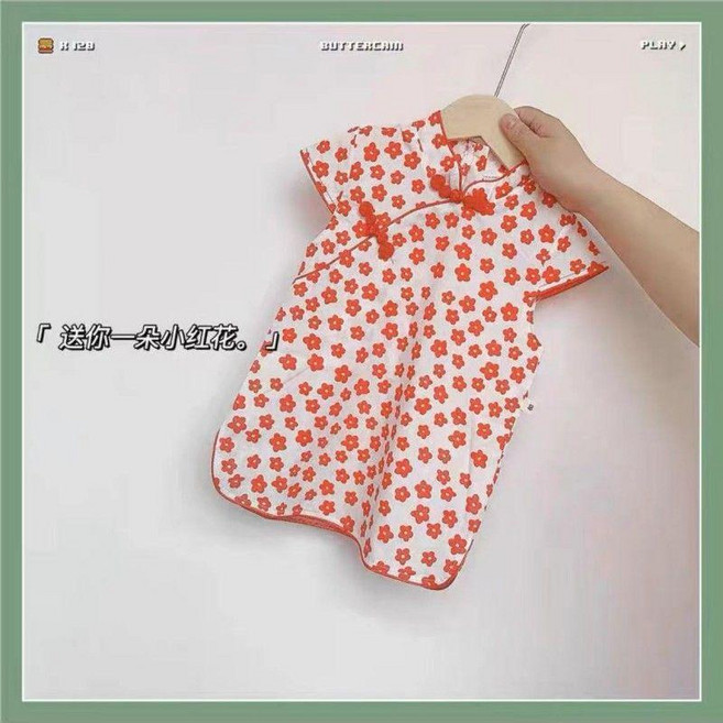 新品 中國風嬰兒旗袍兒童女夏款薄款中小童嬰幼兒旗袍裙寶寶裙子夏 副廠商品