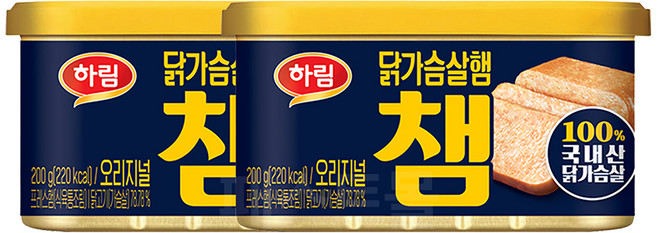 하림 닭가슴살햄 챔 오리지널 / 저지방 고단백 닭고기 햄 통조림, 200g, 2개