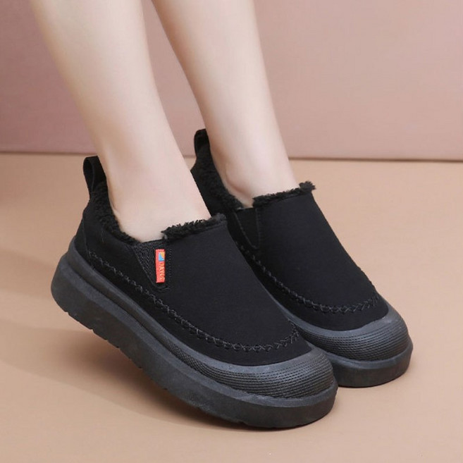 SAHINER 겨울 여성 보온 퍼안감 스웨이드 슬립온 방한화 컴포트 슈즈 AMX06