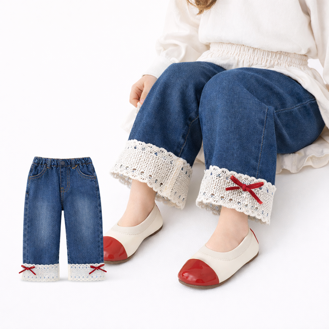 유아동 데님팬츠 남아 여아 청바지 키즈 일자핏 데일리룩 밴딩