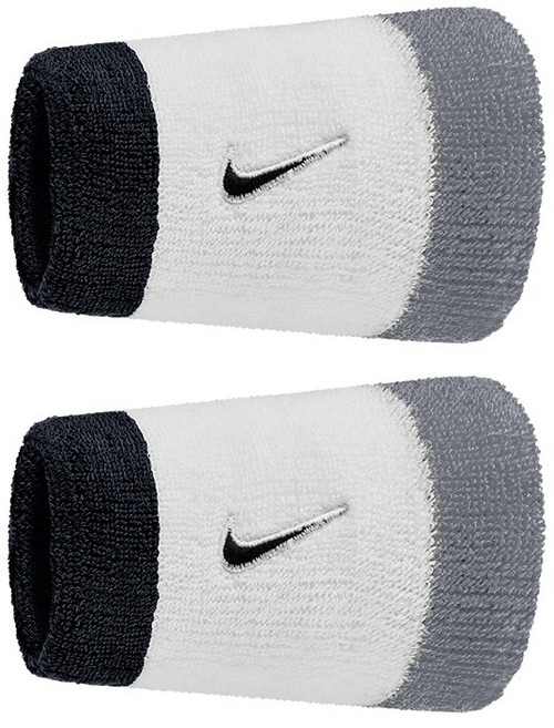 나이키 스우시 더블와이드 손목밴드, 화이트그레이혼합, 2개