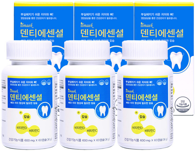 일맥 덴티에센셜 치아 뼈 건강 칼슘 영양제, 60정, 6개