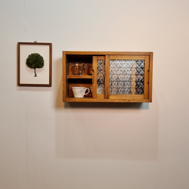 원목 미닫이장/컵진열장/그릇장, 플로라