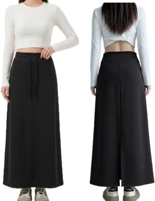 블랭크몰 여성 스포티한 뒷트임 롱 스커트 치마